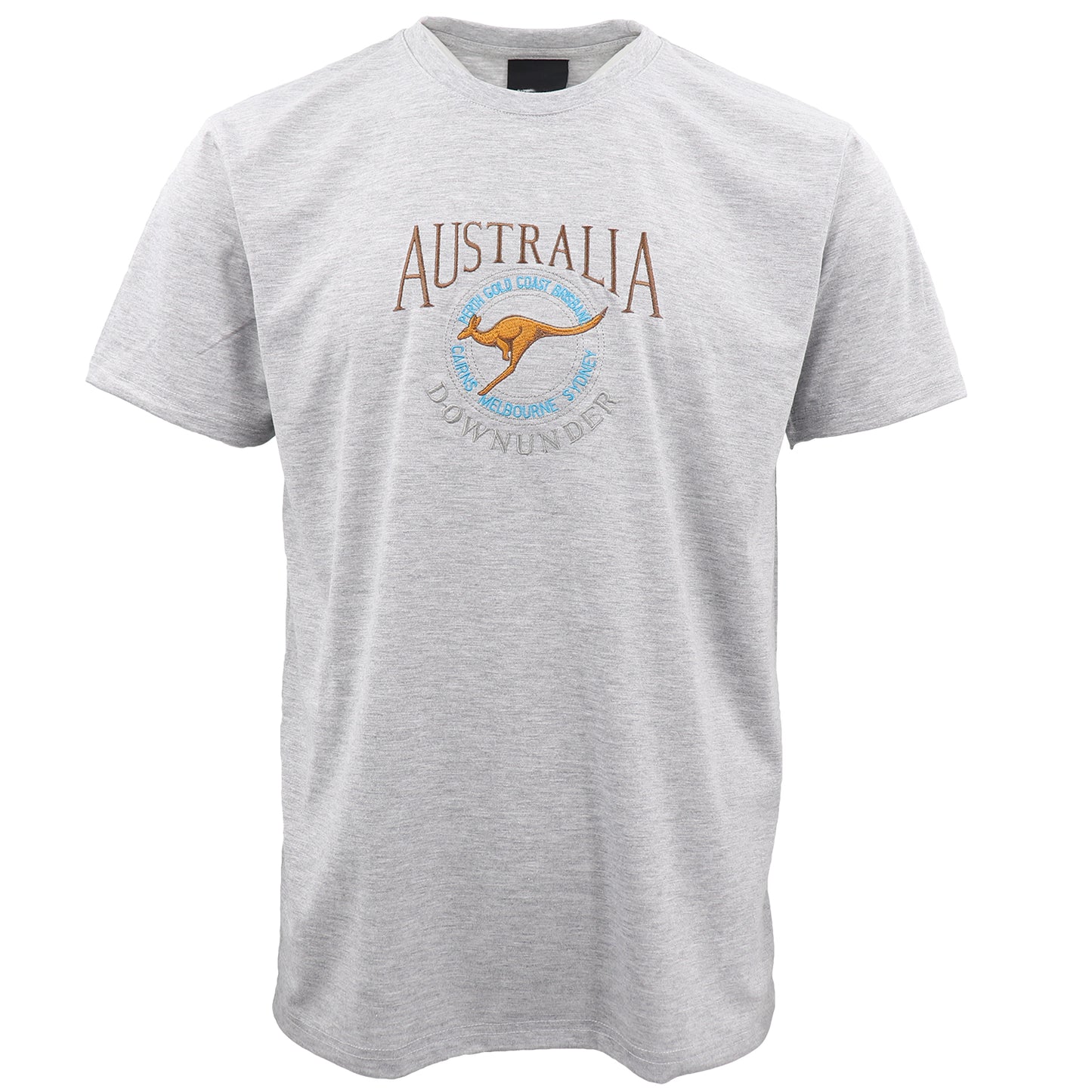 100% Cotton Unisex Embroidered Australian Kangaroo T Shirt Souvenir Top Tee Gift, Grey, XS V474-683859
