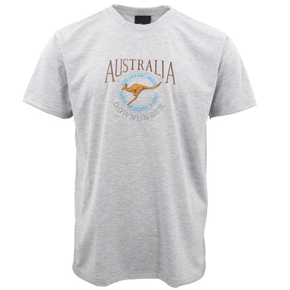 100% Cotton Unisex Embroidered Australian Kangaroo T Shirt Souvenir Top Tee Gift, Grey, XS V474-683859