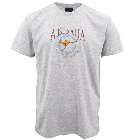 100% Cotton Unisex Embroidered Australian Kangaroo T Shirt Souvenir Top Tee Gift, Grey, XS V474-683859
