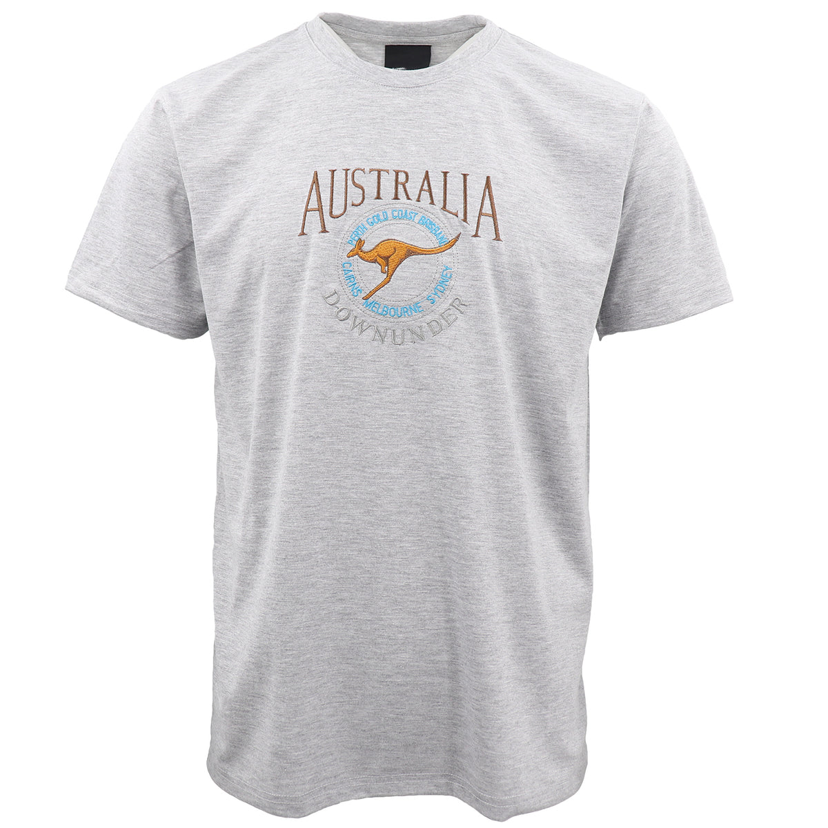 100% Cotton Unisex Embroidered Australian Kangaroo T Shirt Souvenir Top Tee Gift, Grey, S V474-683860