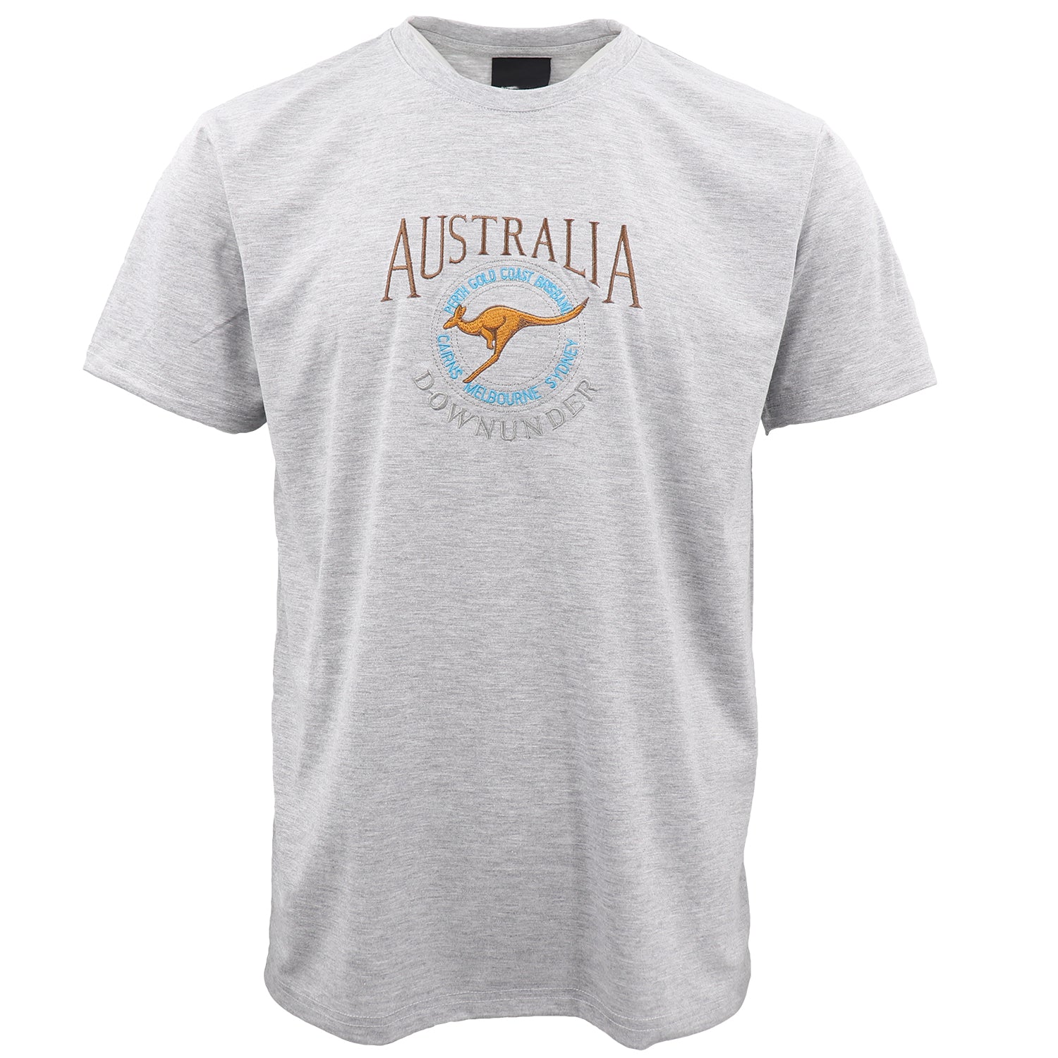 100% Cotton Unisex Embroidered Australian Kangaroo T Shirt Souvenir Top Tee Gift, Grey, S V474-683860