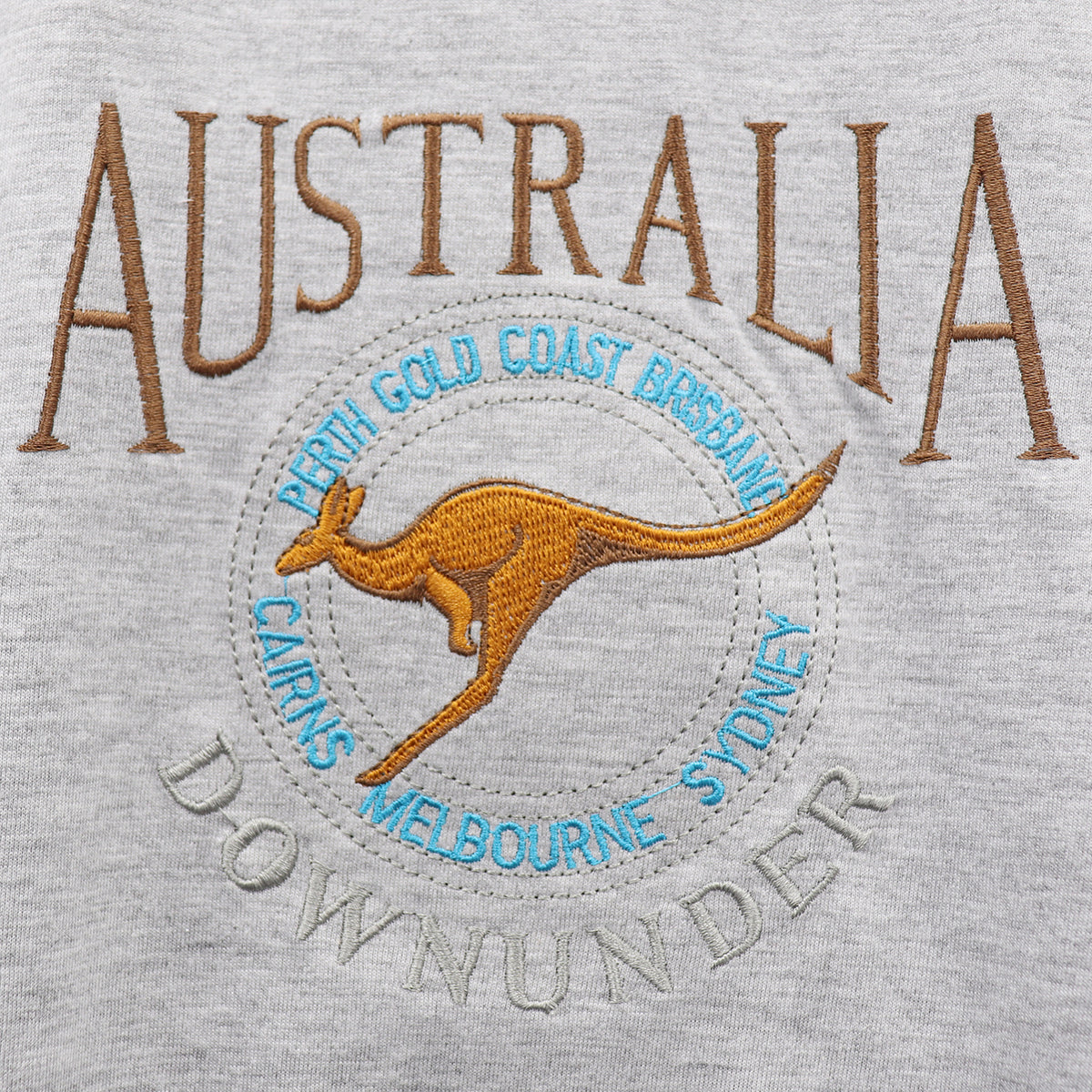 100% Cotton Unisex Embroidered Australian Kangaroo T Shirt Souvenir Top Tee Gift, Grey, S V474-683860