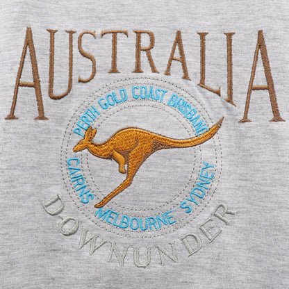 100% Cotton Unisex Embroidered Australian Kangaroo T Shirt Souvenir Top Tee Gift, Grey, S V474-683860