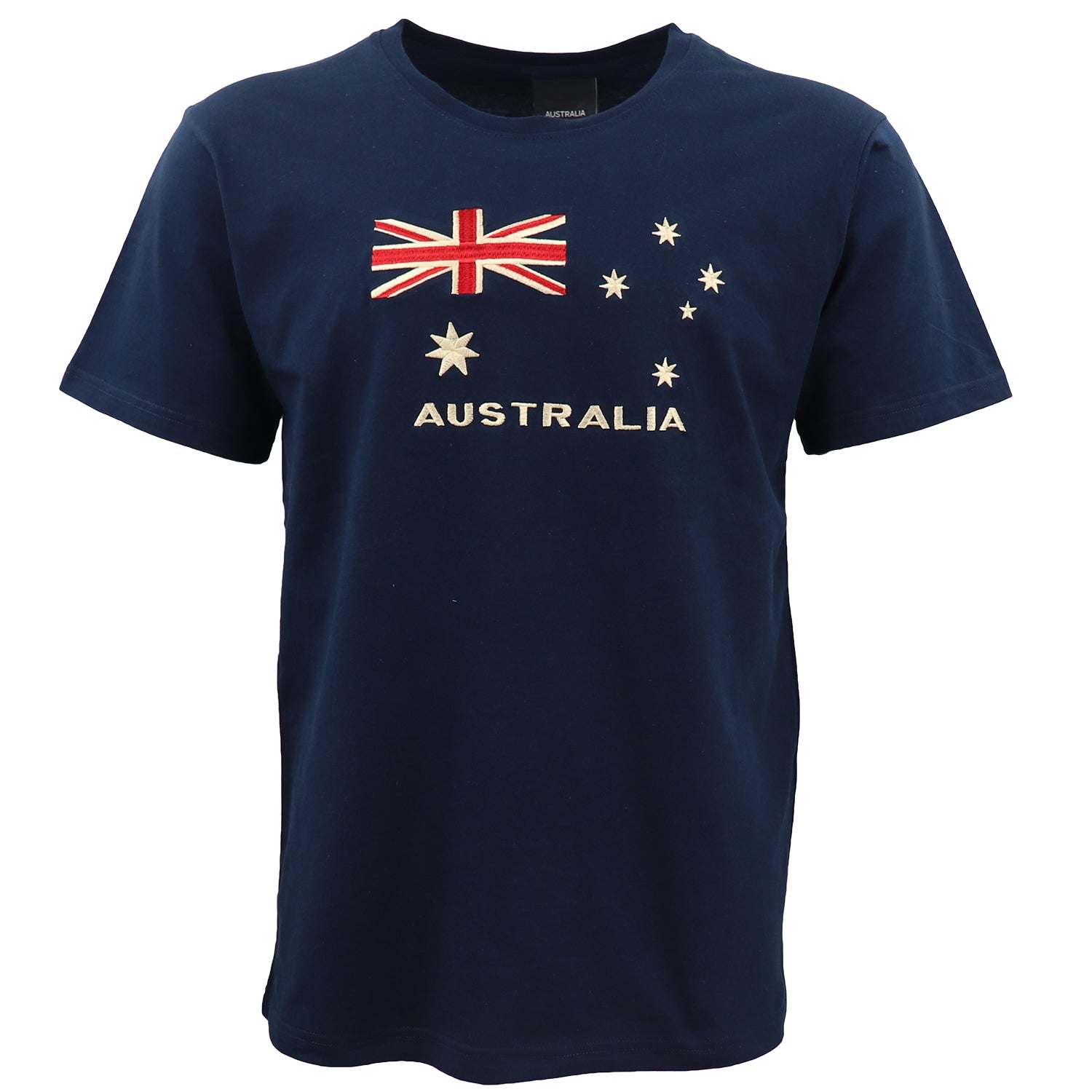 100% Cotton Aussie Flag Embroidered T Shirt Australian Day Top Tee Souvenir Gift, Navy, XS V474-683957