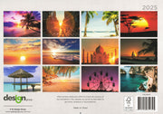 Sunset & Beaches - 2025 Rectangle Wall Calendar 16 Months Hanging Planner Gift V474-685079
