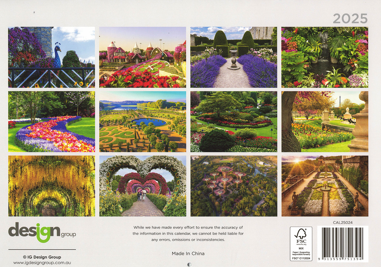 Gardens - 2025 Rectangle Wall Calendar 16 Months Hanging Planner New Year Gift V474-685085