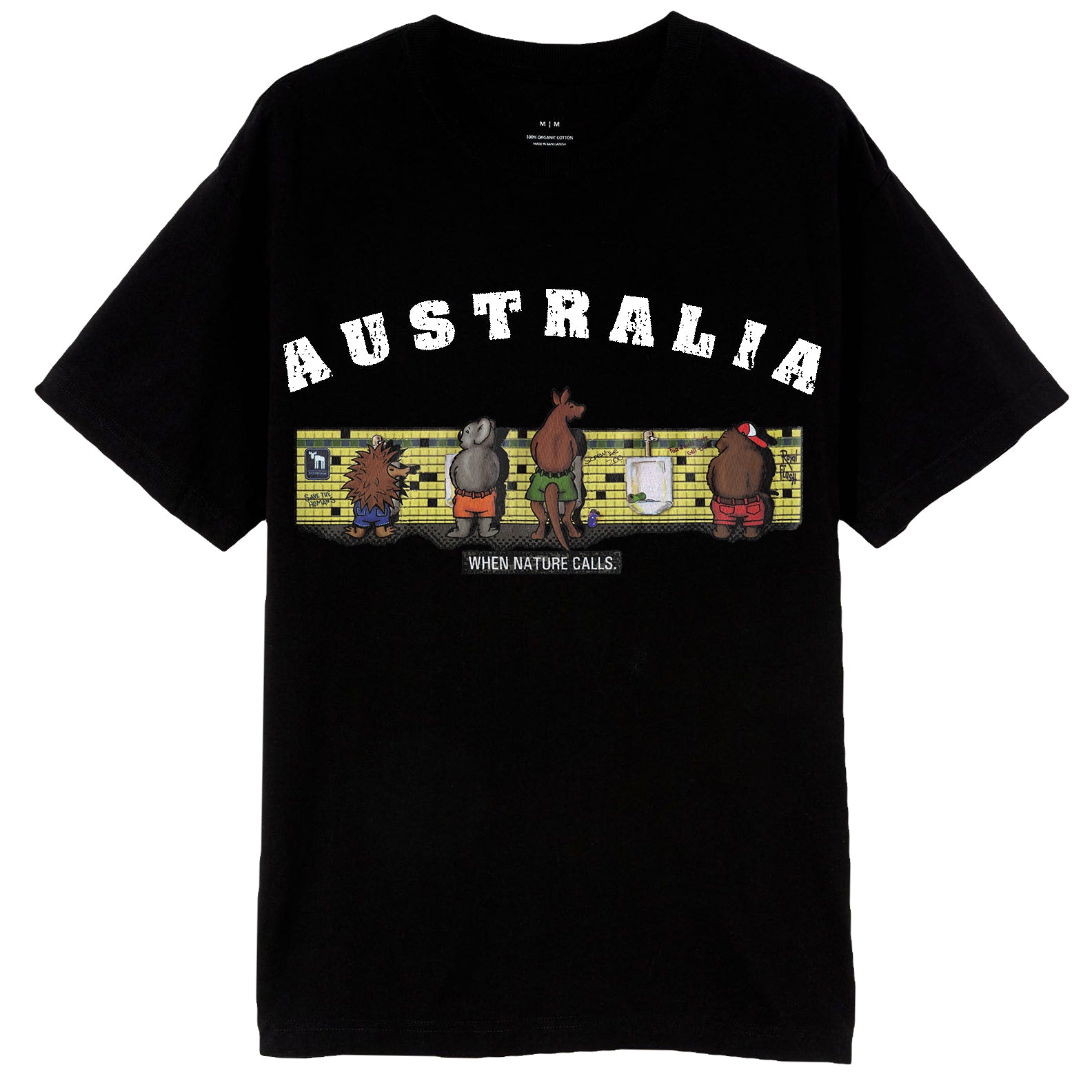 Adult 100% Cotton T Shirt Australia When Nature Calls Souvenir Tee Fun Tops Gift, Black, 2XL V474-686732