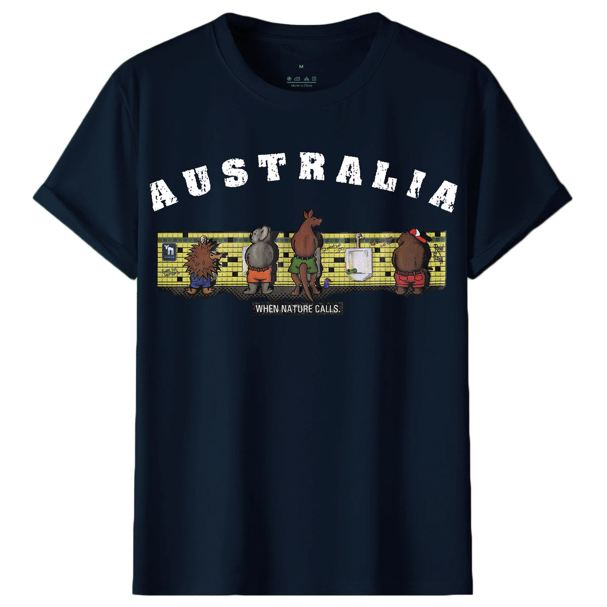 Adult 100% Cotton T Shirt Australia When Nature Calls Souvenir Tee Fun Tops Gift, Navy, M V474-686735