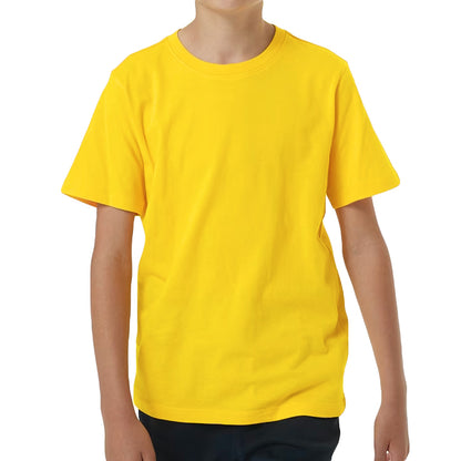 100% Cotton Kids T Shirt Childrens Boys Girls Basic Plain Short Sleeve Tee Tops, Yellow, 8 V474-686990
