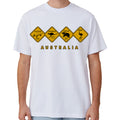 Adult Unisex 100% Cotton T Shirt Australia Wildlife Road Sign Souvenir Tee Tops, White, M