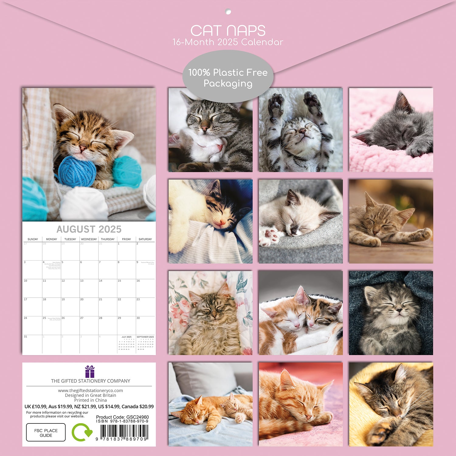 Cat Naps - 2025 Square Wall Calendar Pets Animals 16 Months Premium Planner Gift V474-689603