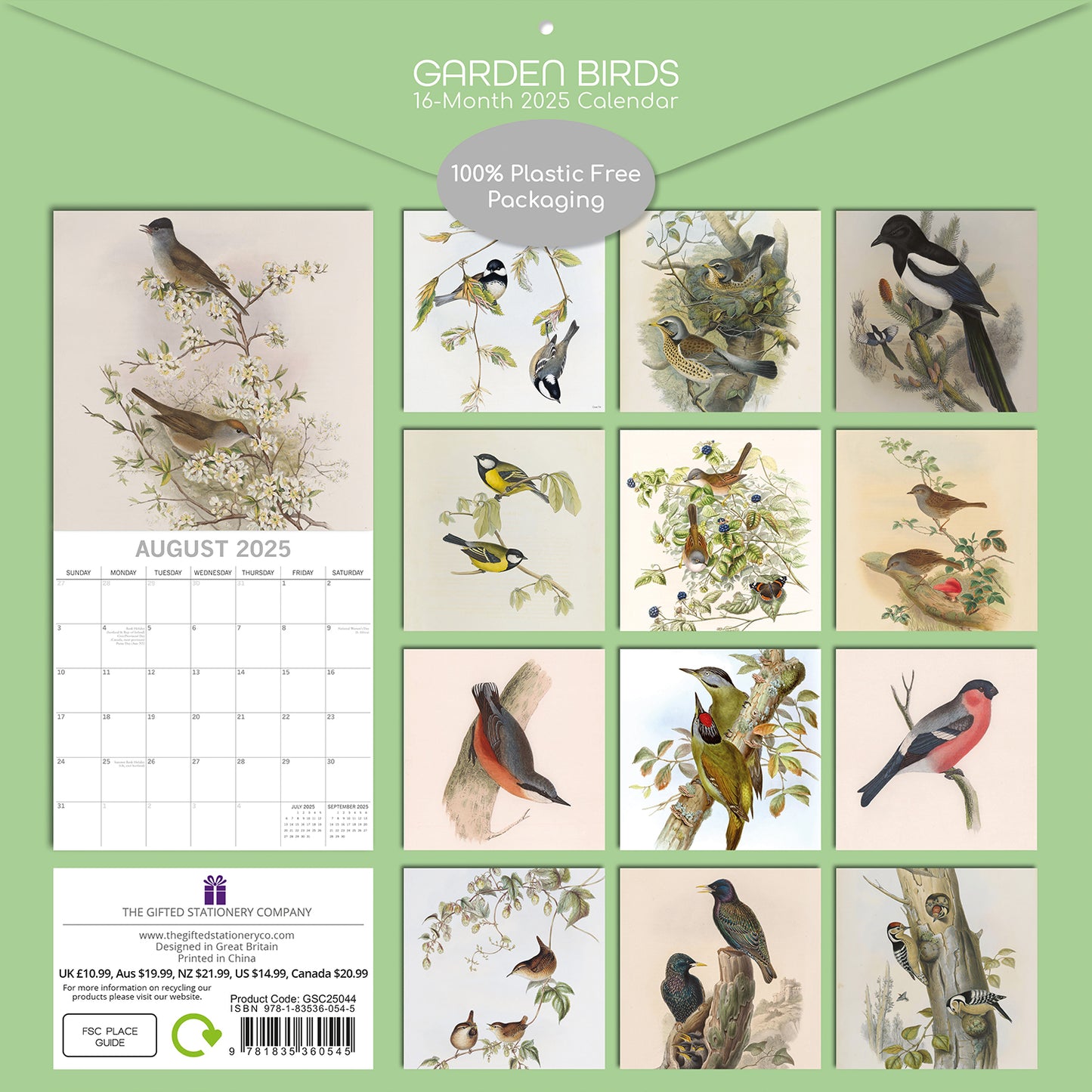 Garden Birds - 2025 Square Wall Calendar Pets Animals 16 Months Premium Planner V474-689617