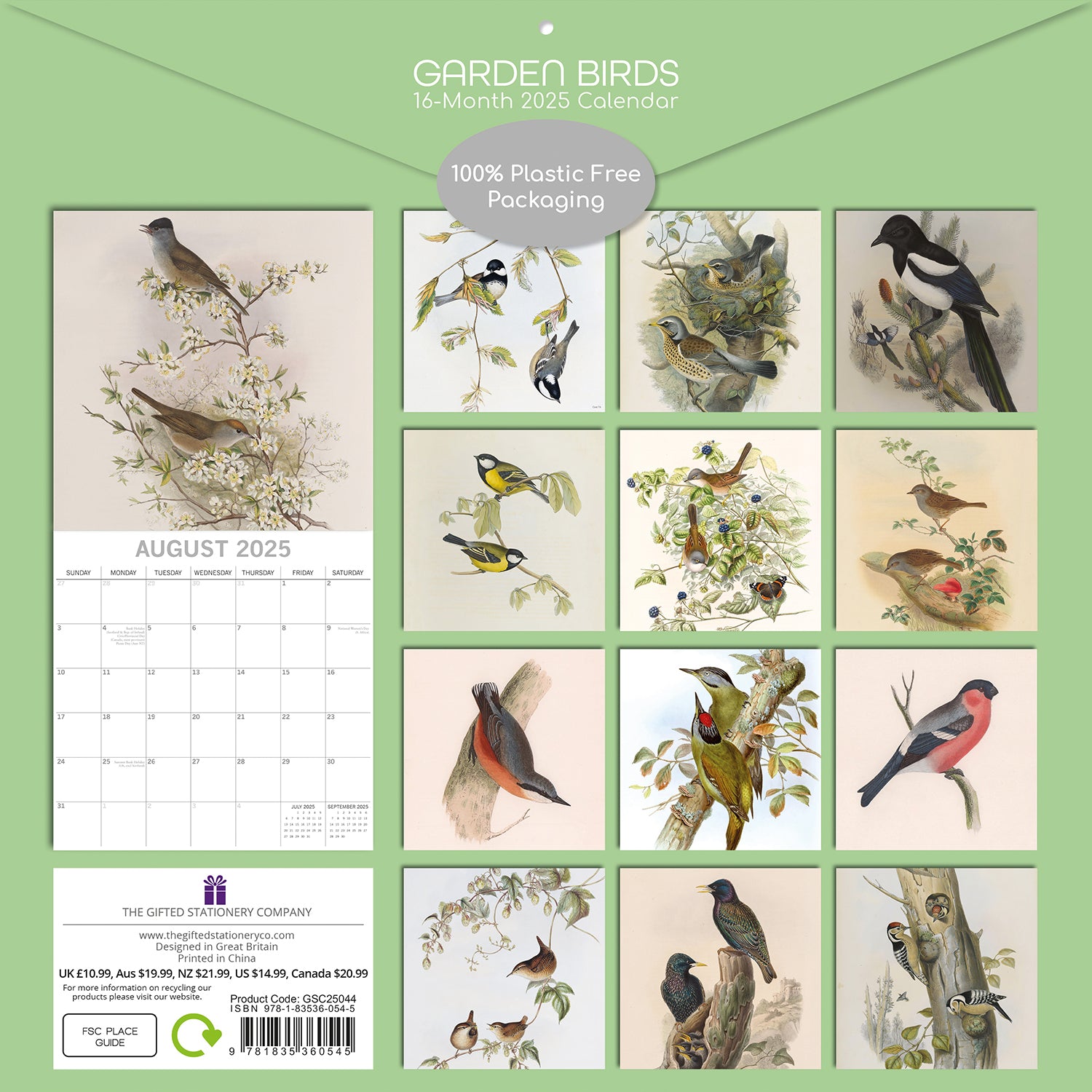 Garden Birds - 2025 Square Wall Calendar Pets Animals 16 Months Premium Planner V474-689617