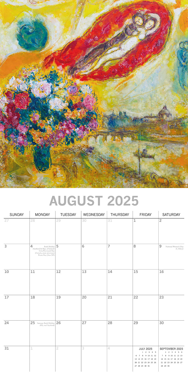 Chagall - 2025 Square Wall Calendar Arts 16 Months Premium Planner Gift V474-689979