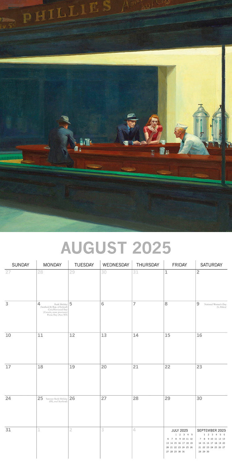 Edward Hopper - 2025 Square Wall Calendar Arts 16 Months Premium Planner Gift V474-689984