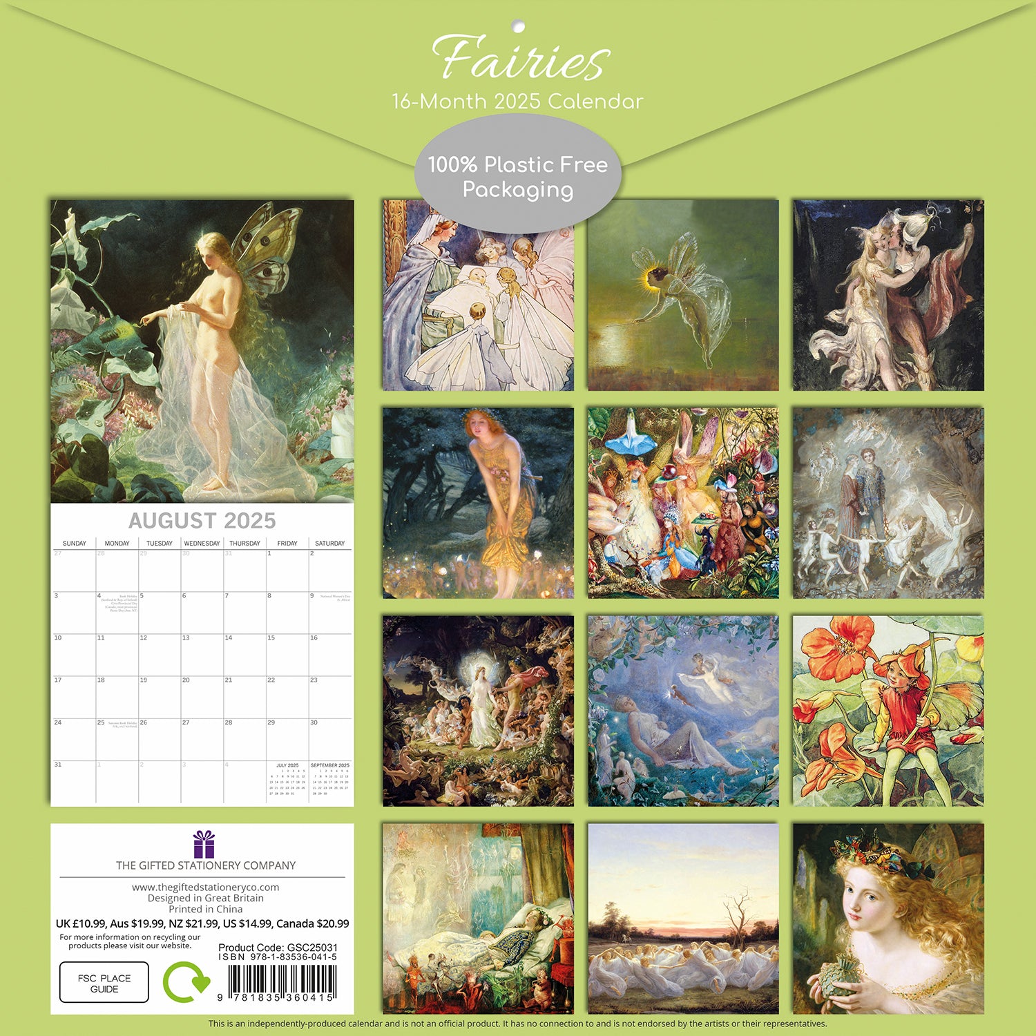 Fairies - 2025 Square Wall Calendar Arts 16 Months Premium Planner Gift V474-689986