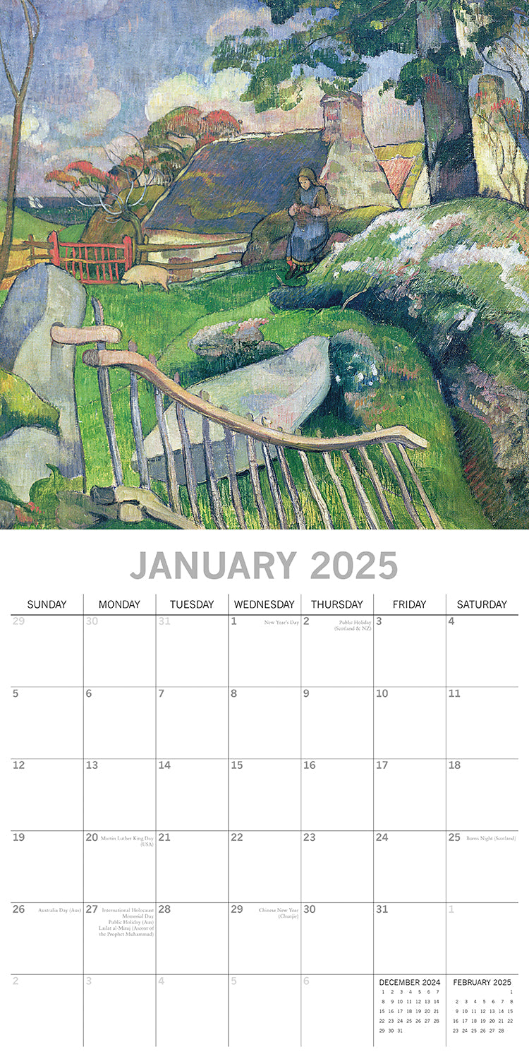 Gauguin - 2025 Square Wall Calendar Arts 16 Months Premium Planner Gift V474-689988