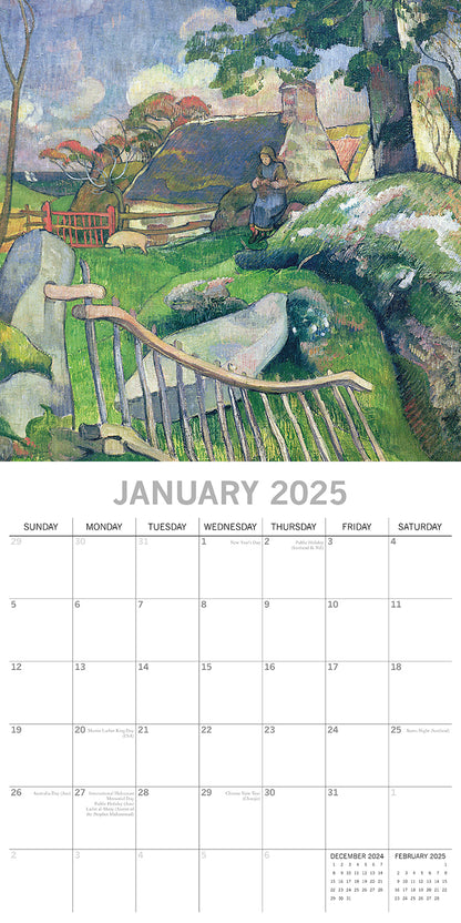 Gauguin - 2025 Square Wall Calendar Arts 16 Months Premium Planner Gift V474-689988