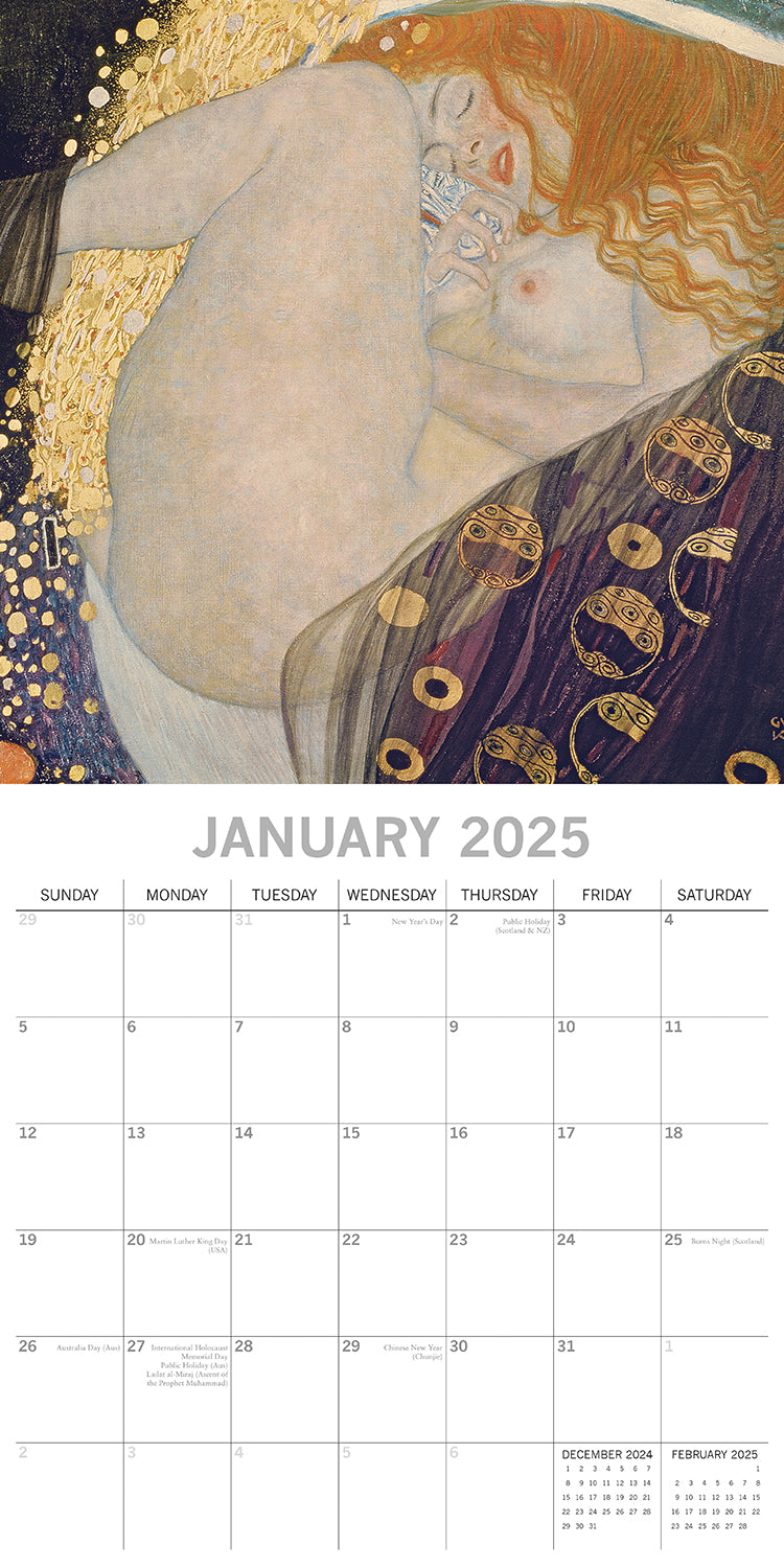 Klimt - 2025 Square Wall Calendar Arts Landscapes 16 Months Premium Planner Gift V474-689994