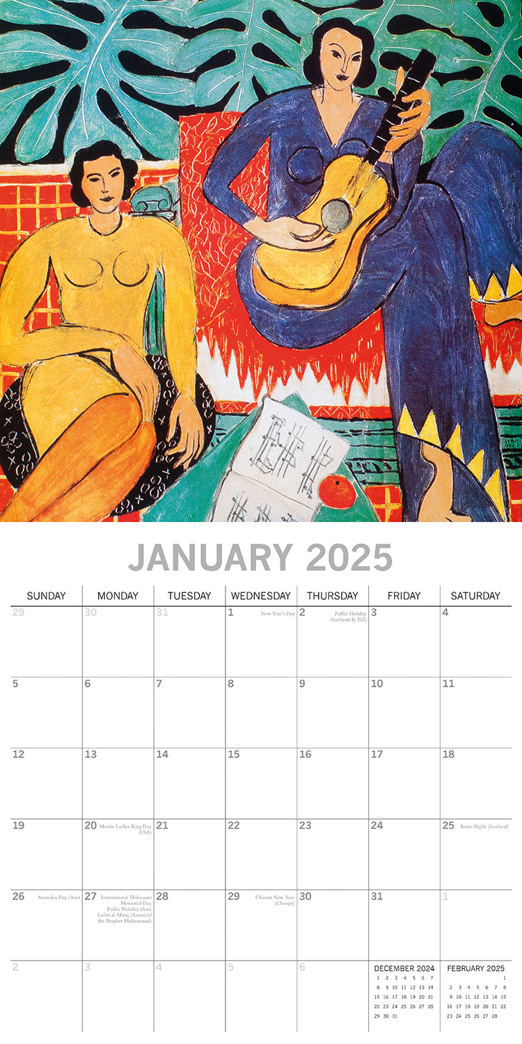 Matisse - 2025 Square Wall Calendar Arts 16 Months Premium Planner Gift V474-689995