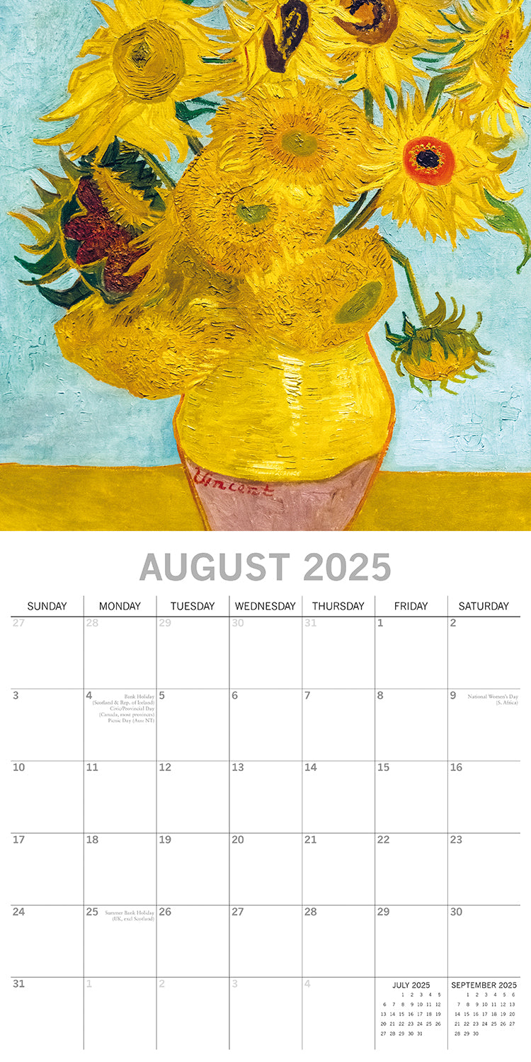 Van Gogh - 2025 Square Wall Calendar Arts 16 Months Premium Planner Gift V474-690009