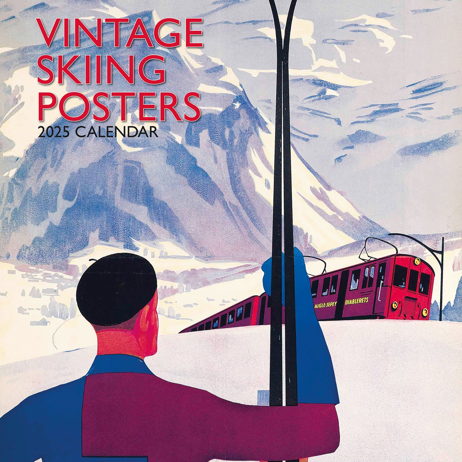 Vintage Skiing Posters 2025 Square Wall Calendar Arts 16 Months Premium Planner V474-690010