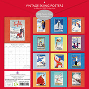 Vintage Skiing Posters 2025 Square Wall Calendar Arts 16 Months Premium Planner V474-690010