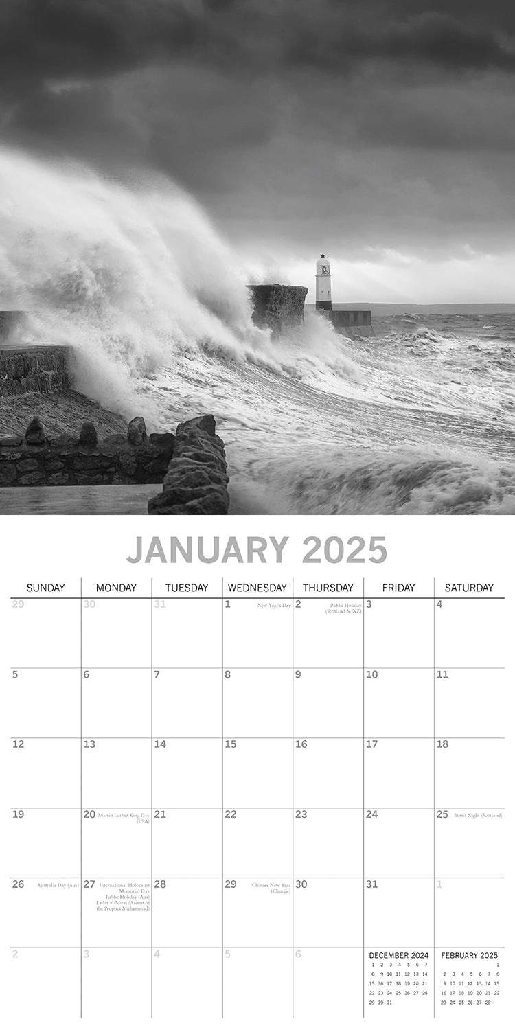 Seascapes - 2025 Square Wall Calendar 16 Months Premium Planner Christmas Gift V474-690028