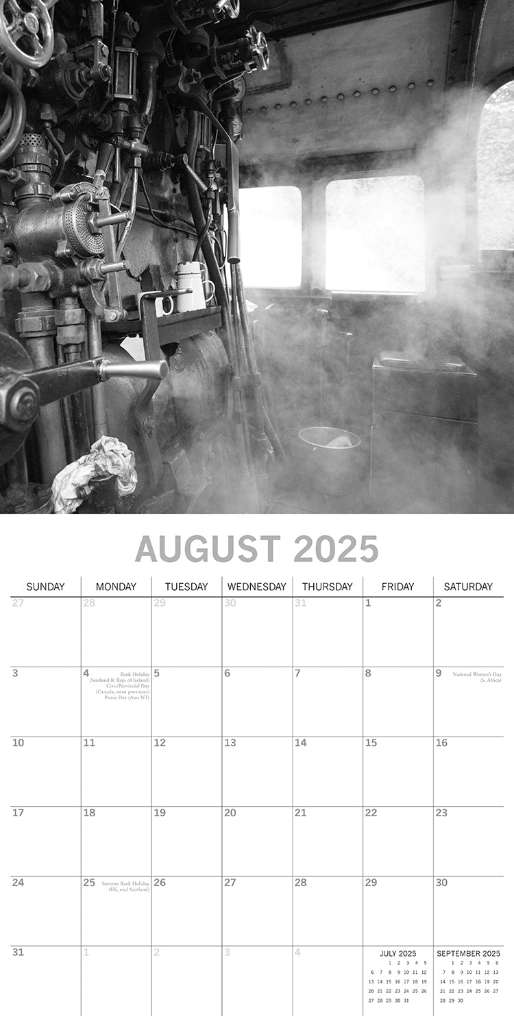 Steam Trains 2025 Square Wall Calendar 16 Months Premium Planner Christmas Gift V474-690029
