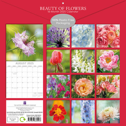 Beauty of Flowers 2025 Square Wall Calendar Floral 16-Month Premium Planner Gift V474-690101