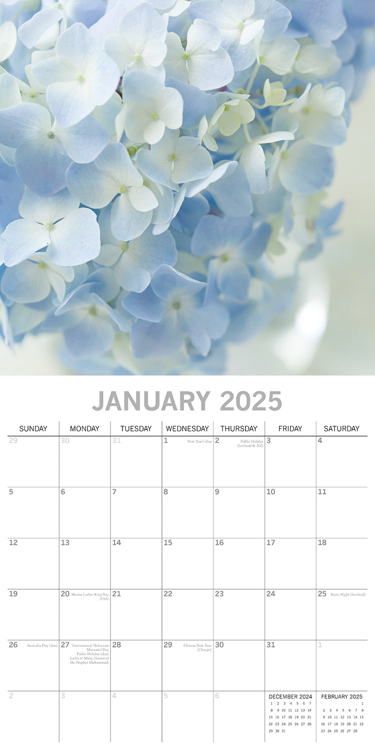 Beauty of Flowers 2025 Square Wall Calendar Floral 16-Month Premium Planner Gift V474-690101