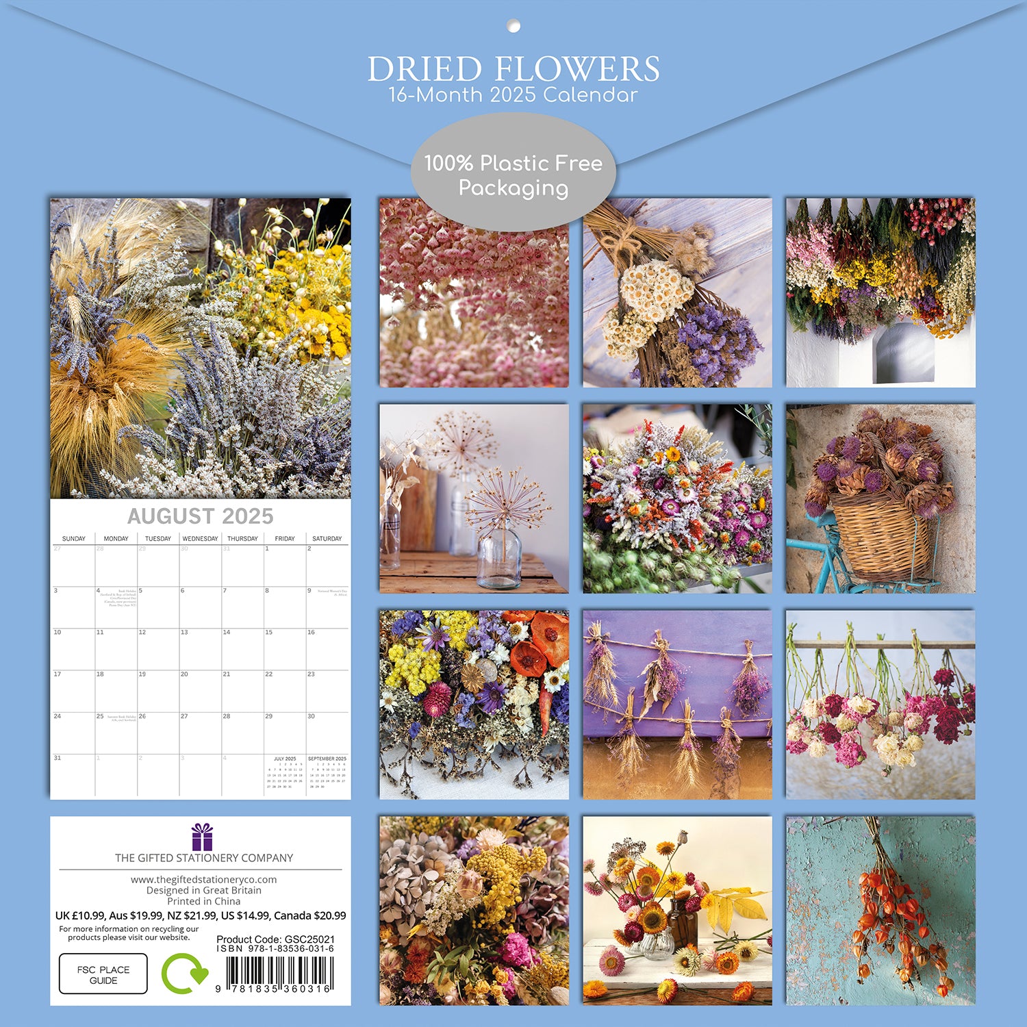 Dried Flowers - 2025 Square Wall Calendar Floral 16 Months Premium Planner Gift V474-690105