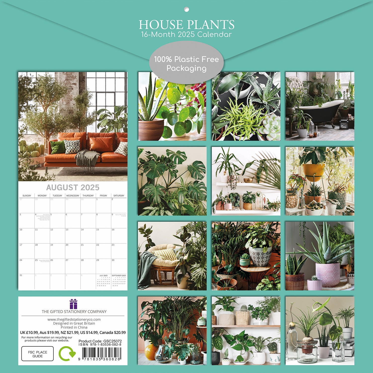 House Plants - 2025 Square Wall Calendar Floral 16 Months Premium Planner Gift V474-690108