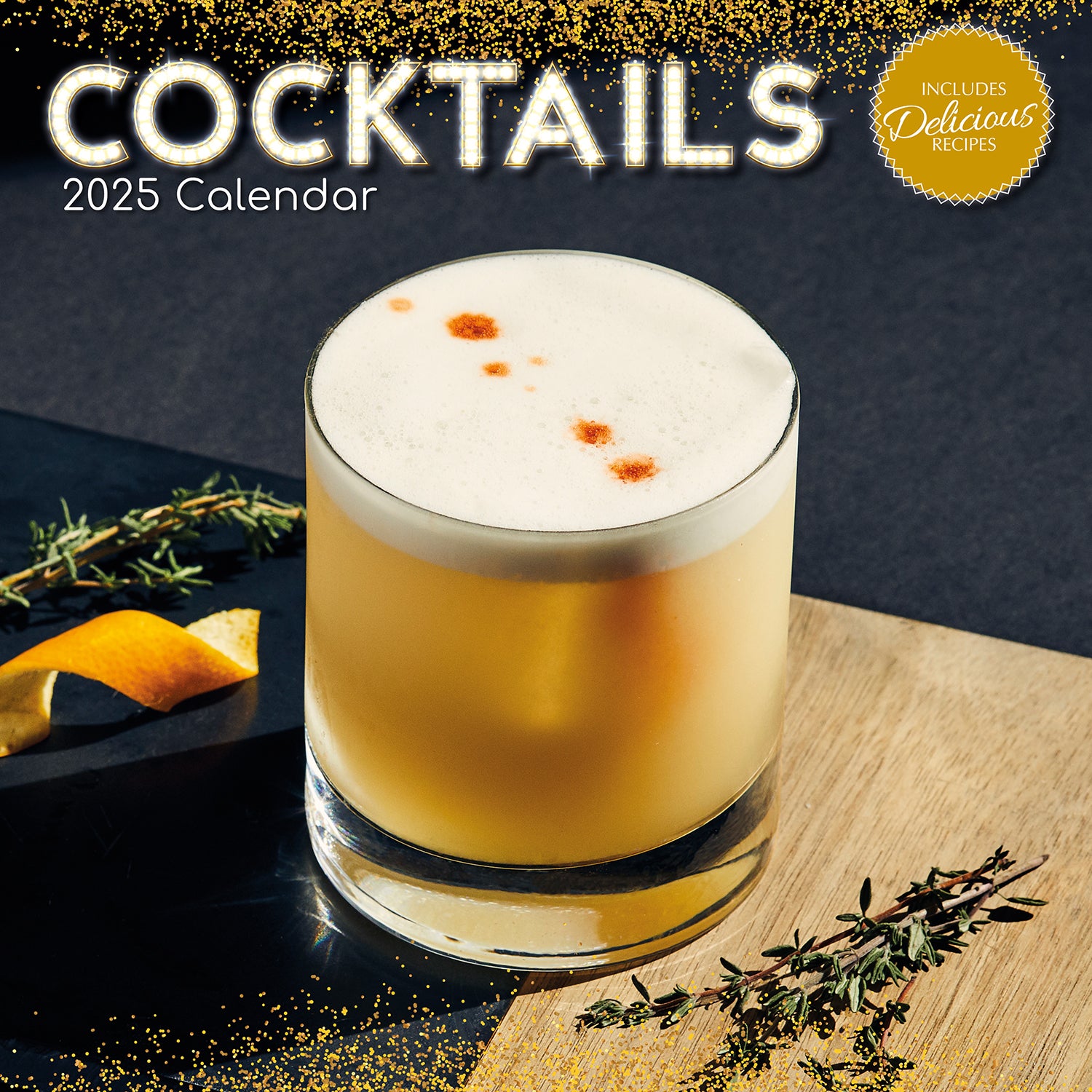 Cocktails 2025 Square Wall Calendar Food 16-Month Christmas Premium Planner Gift V474-690151