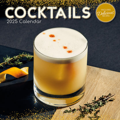 Cocktails 2025 Square Wall Calendar Food 16-Month Christmas Premium Planner Gift V474-690151
