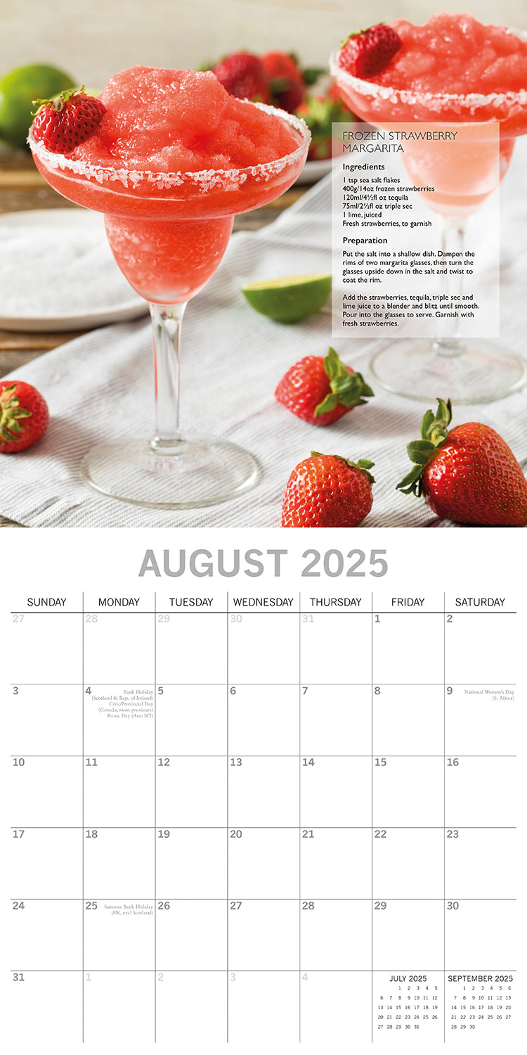 Cocktails 2025 Square Wall Calendar Food 16-Month Christmas Premium Planner Gift V474-690151
