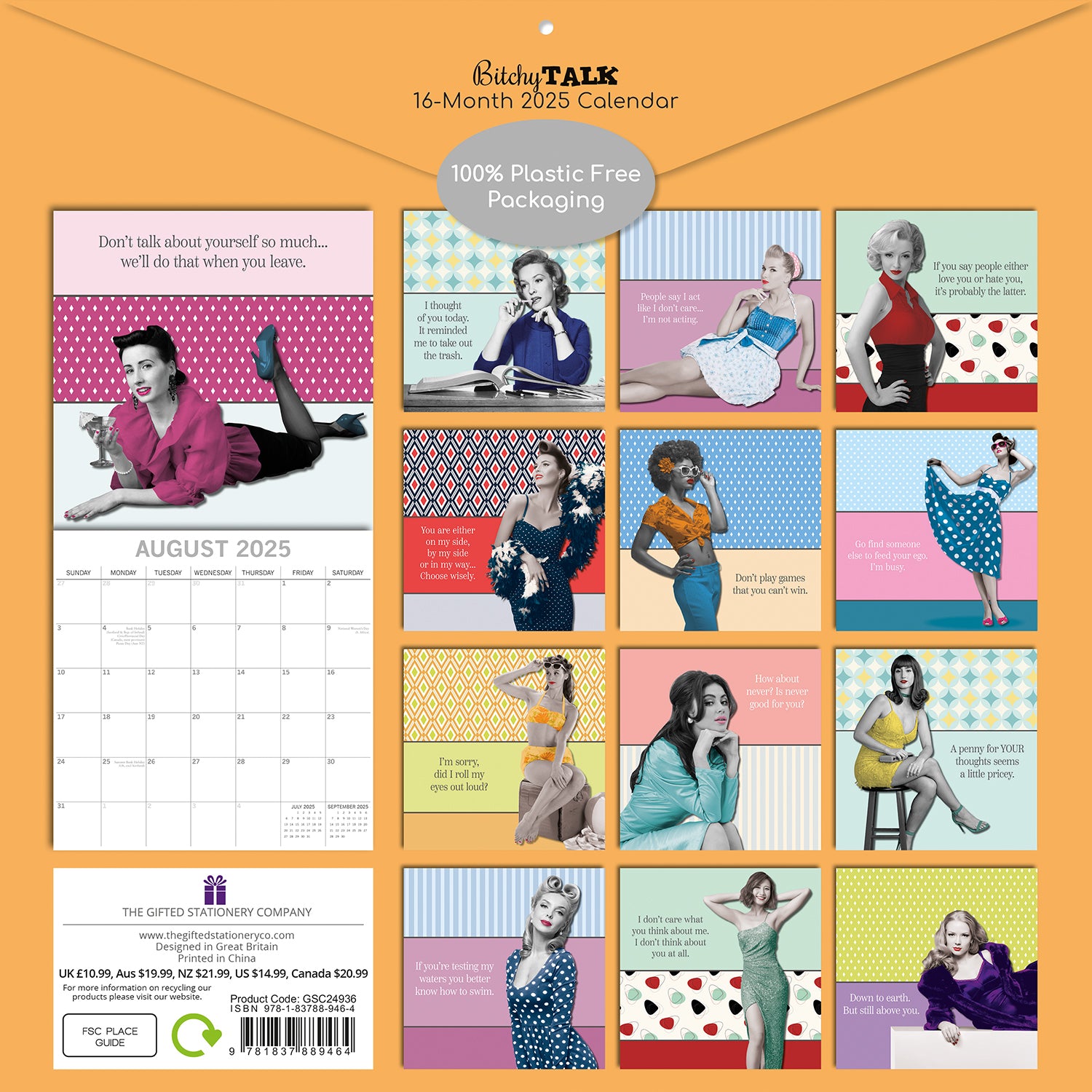 Bitchy Talk - 2025 Square Wall Calendar 16 Months Premium Planner New Year Gift V474-690263