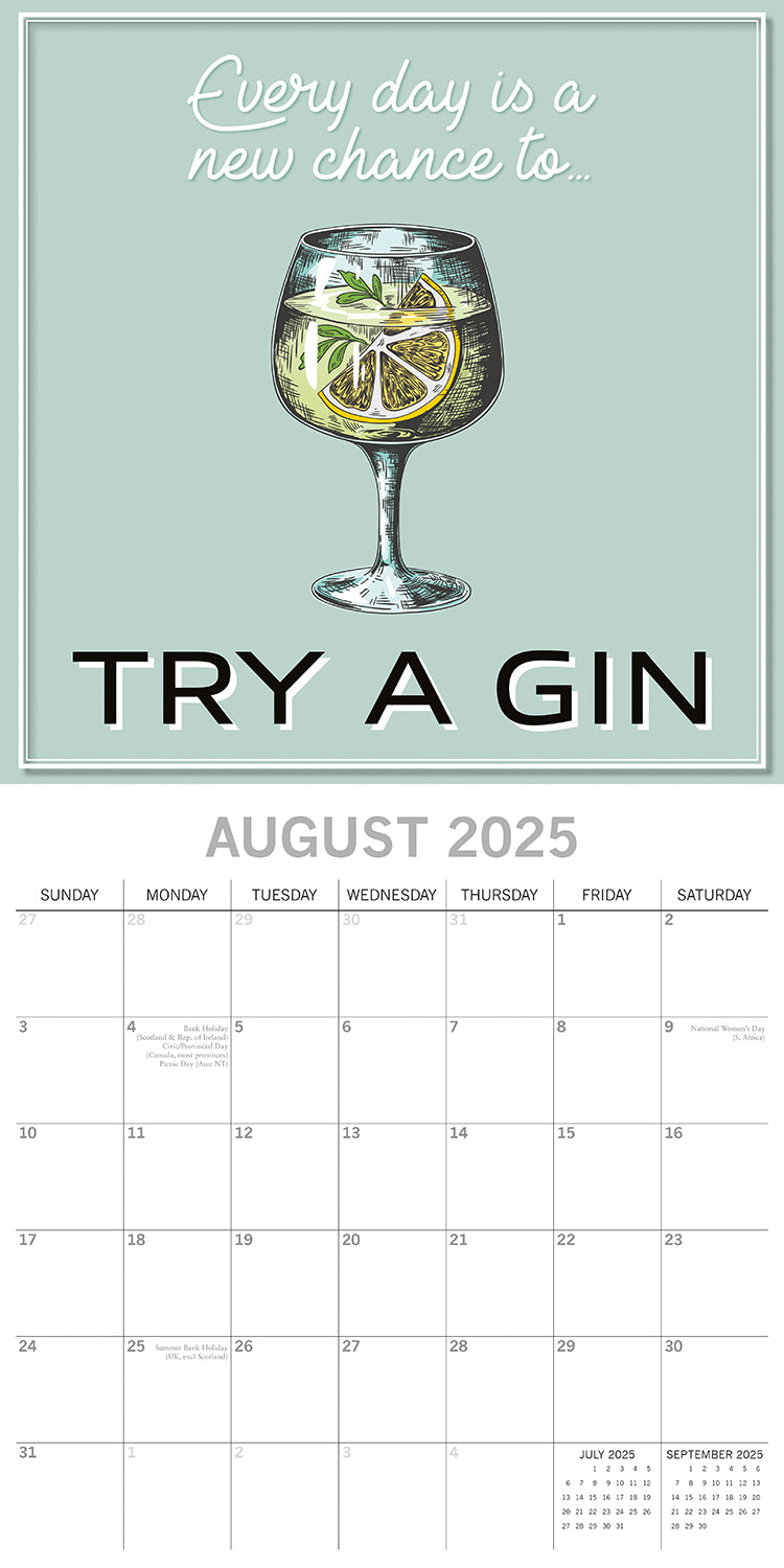 Gin - 2025 Square Wall Calendar 16-Month Premium Planner Christmas New Year Gift V474-690267
