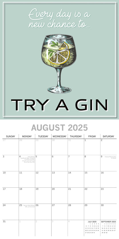 Gin - 2025 Square Wall Calendar 16-Month Premium Planner Christmas New Year Gift V474-690267