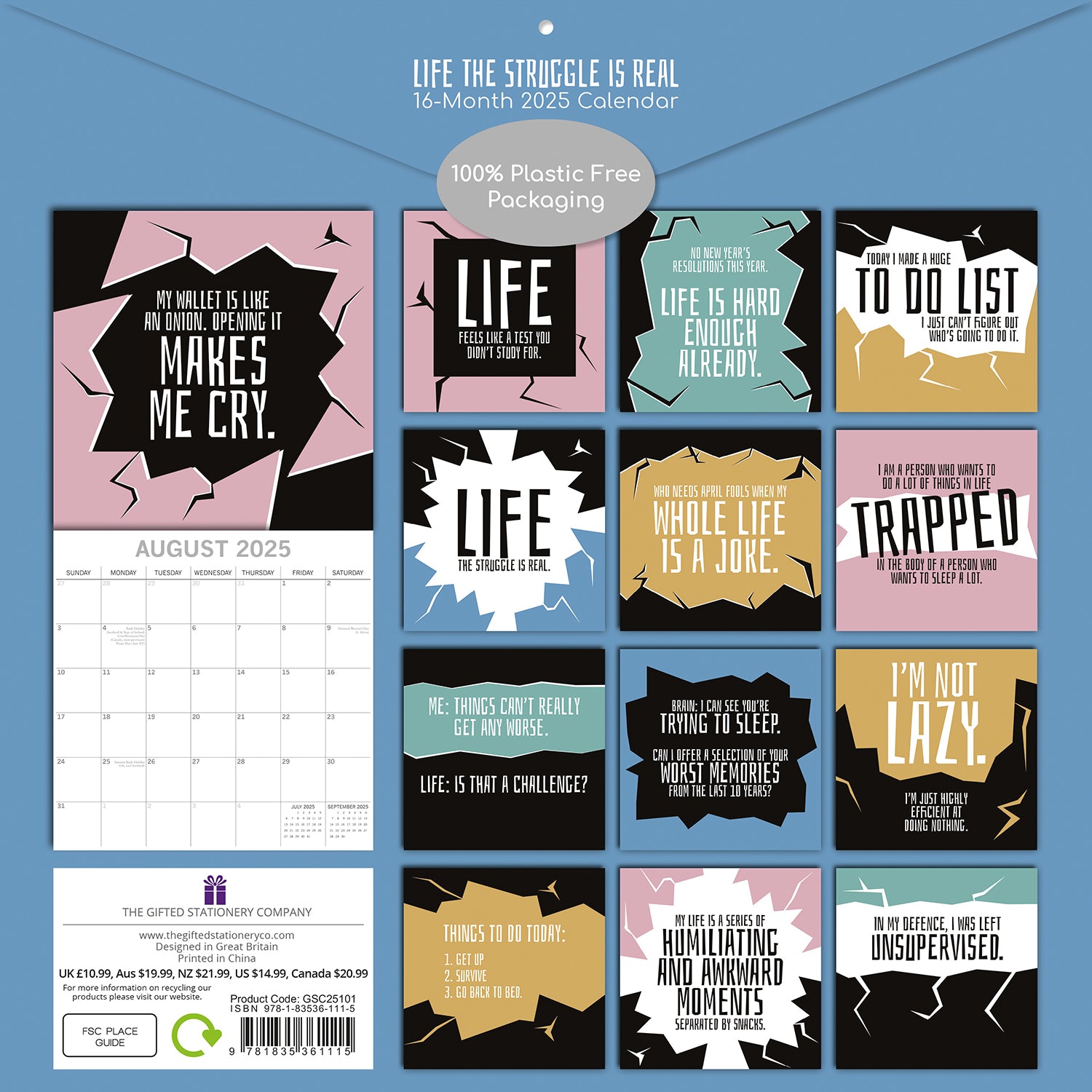 Life The Struggle is Real 2025 Square Wall Calendar 16 Months Planner New Gift V474-690268