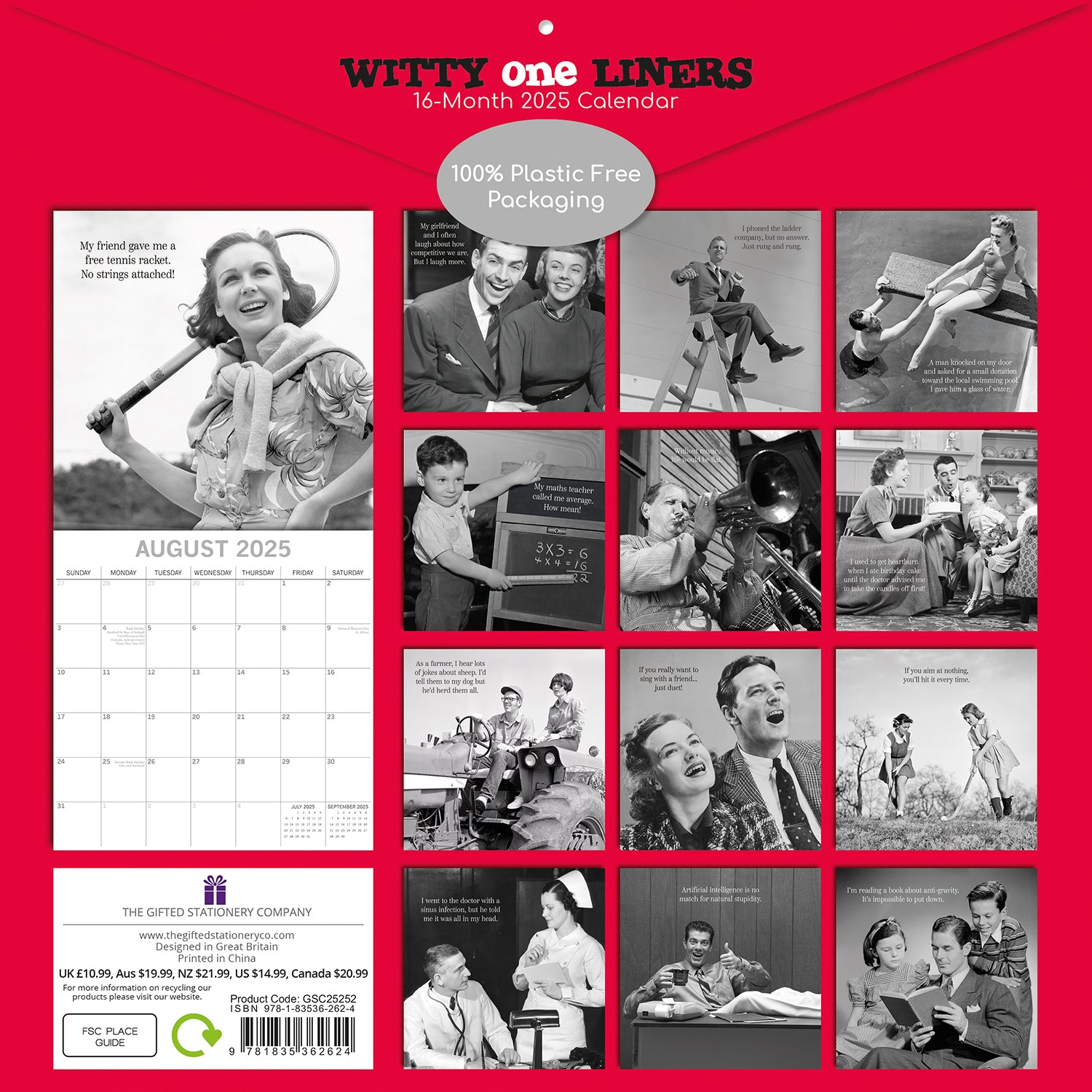 Witty One Liners - 2025 Square Wall Calendar 16 Months Premium Planner New Year V474-690273