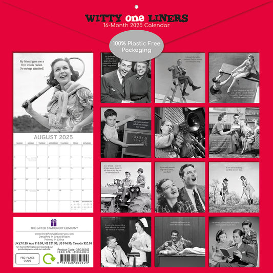 Witty One Liners - 2025 Square Wall Calendar 16 Months Premium Planner New Year V474-690273