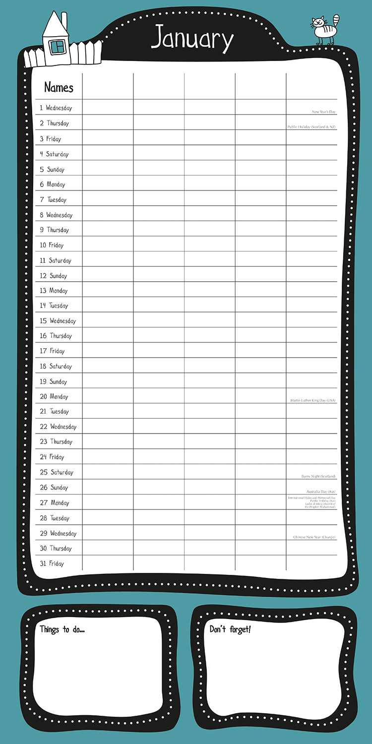 Home Organiser 2025 Square Wall Calendar 16 Months Premium New Year Planner Gift V474-690341