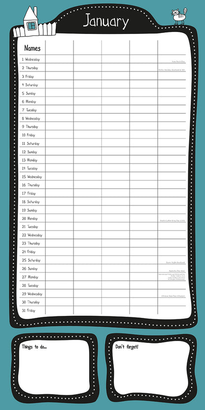 Home Organiser 2025 Square Wall Calendar 16 Months Premium New Year Planner Gift V474-690341