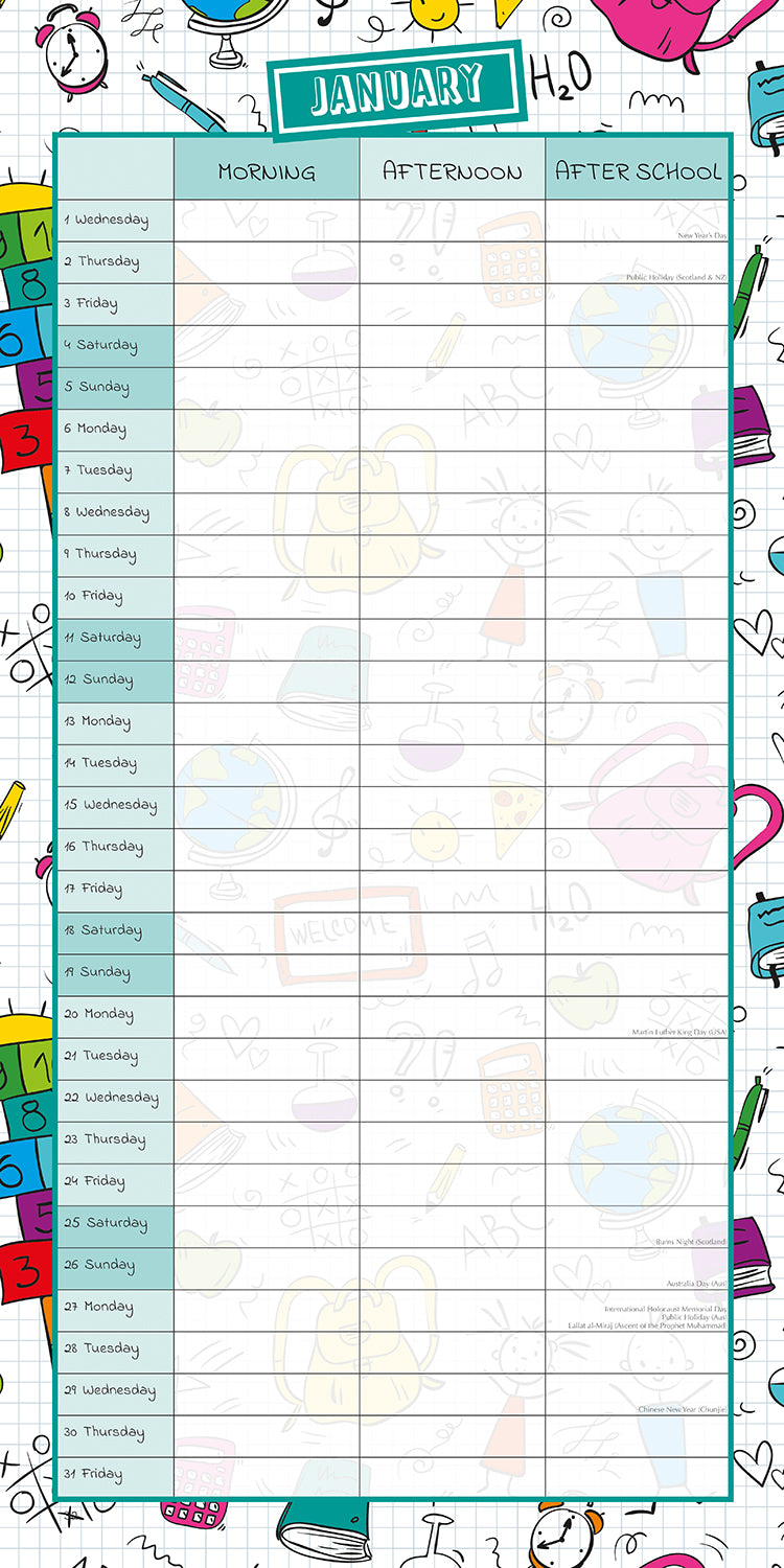 School Planner 2025 Square Wall Calendar 16Month Premium New Year Organiser Gift V474-690346