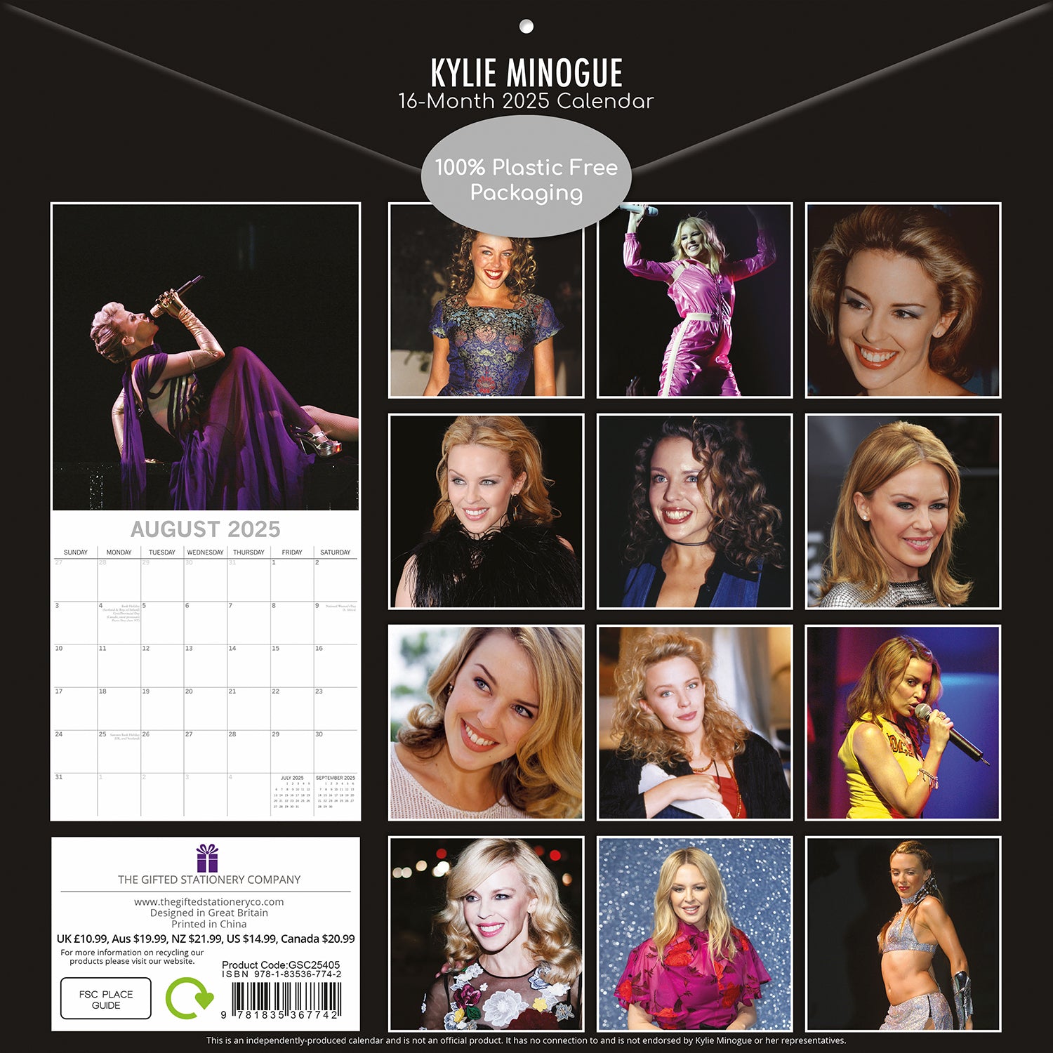 Kylie Minogue - 2025 Square Wall Calendar 16-Month Premium New Year Planner Gift V474-690426