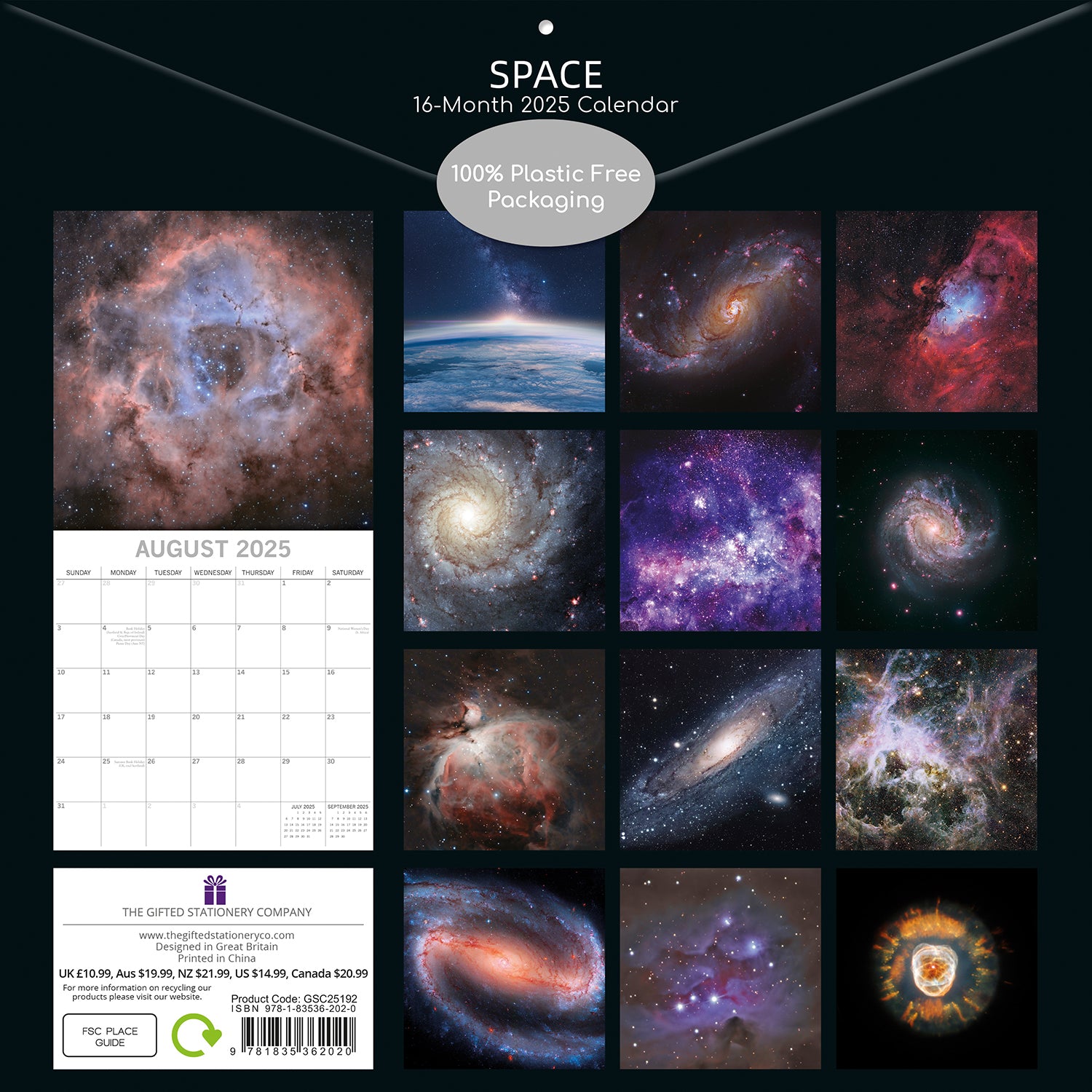 Space 2025 Square Wall Calendar 16-Month Christmas New Year Premium Planner Gift V474-690639