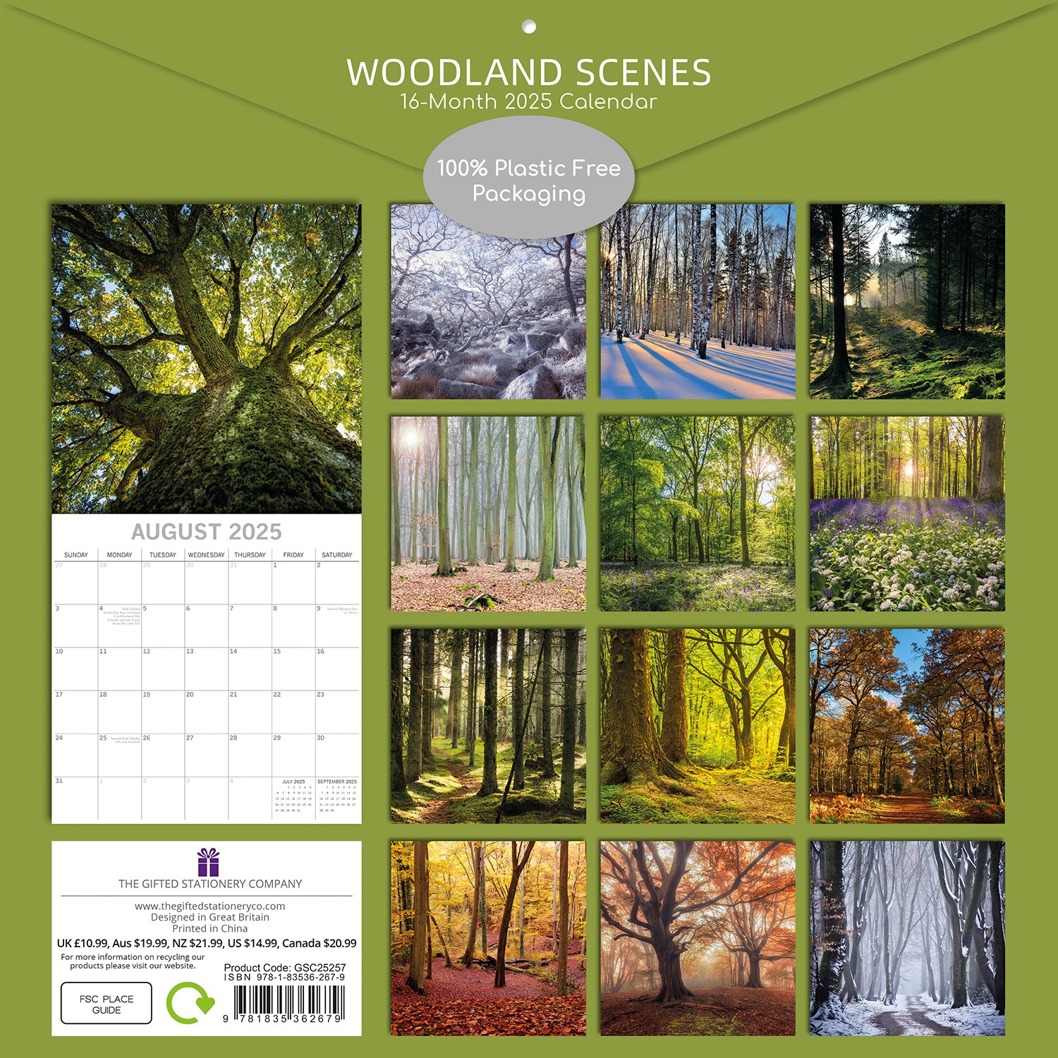Woodland Scenes 2025 Square Wall Calendar 16 Months New Year Xmas Planner Gift V474-690674