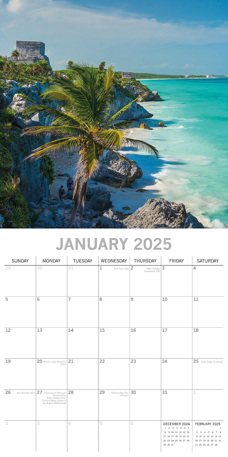 Travel the World 2025 Square Wall Calendar 16 Months New Year Xmas Planner Gift V474-690677