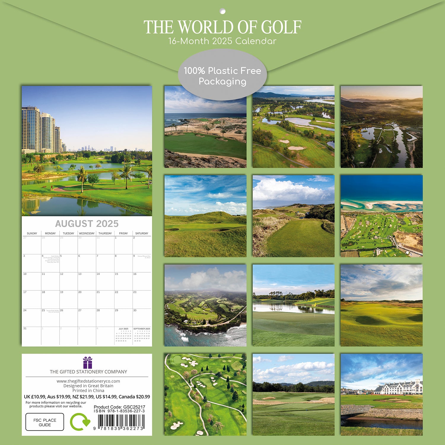 The World of Golf - 2025 Square Wall Calendar 16 Months New Year Planner Gift V474-690678
